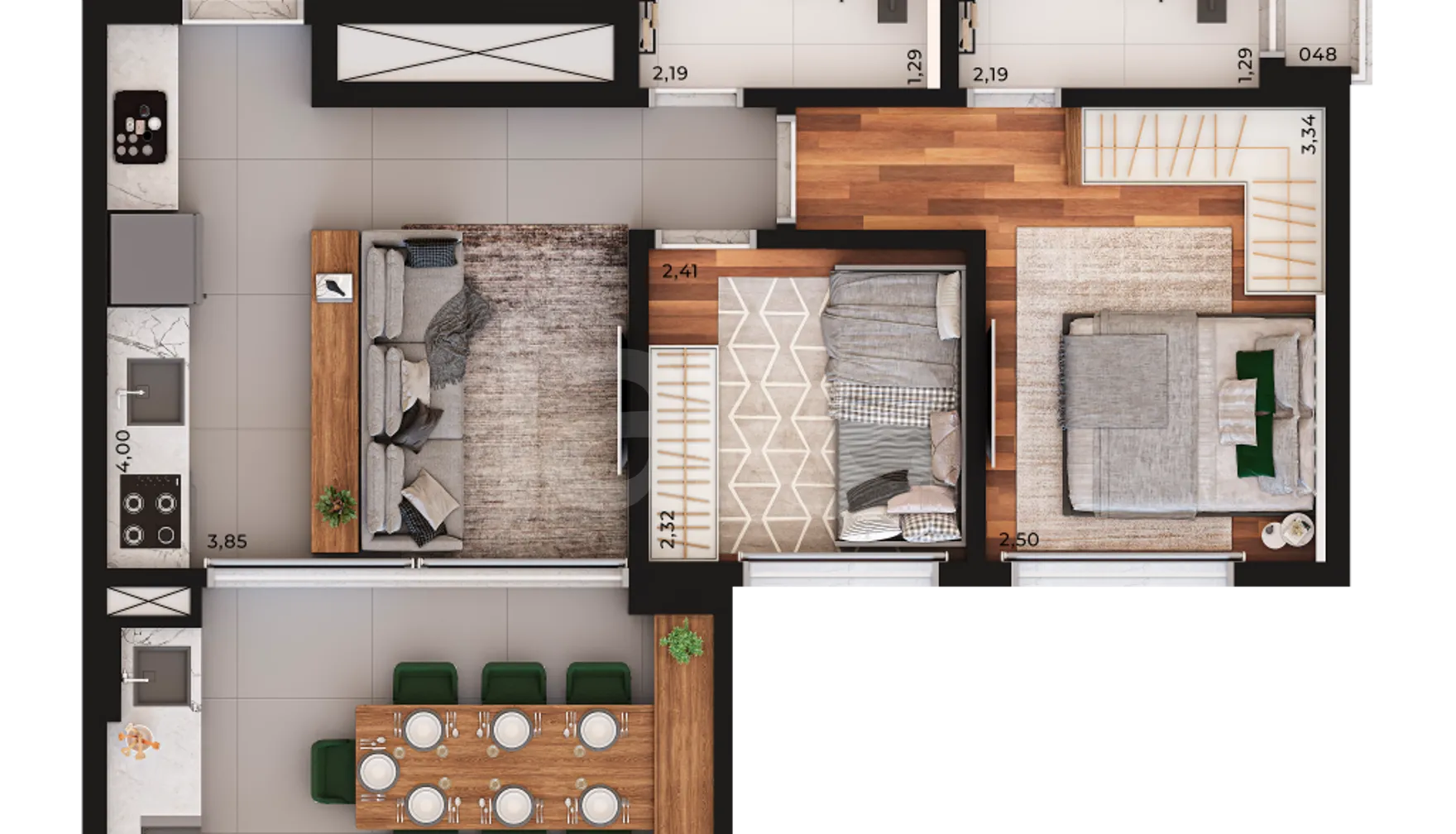 Planta — Apartamento 56,37 m²