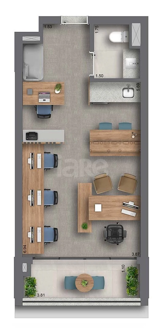 Planta — Sala 37,8 m²
