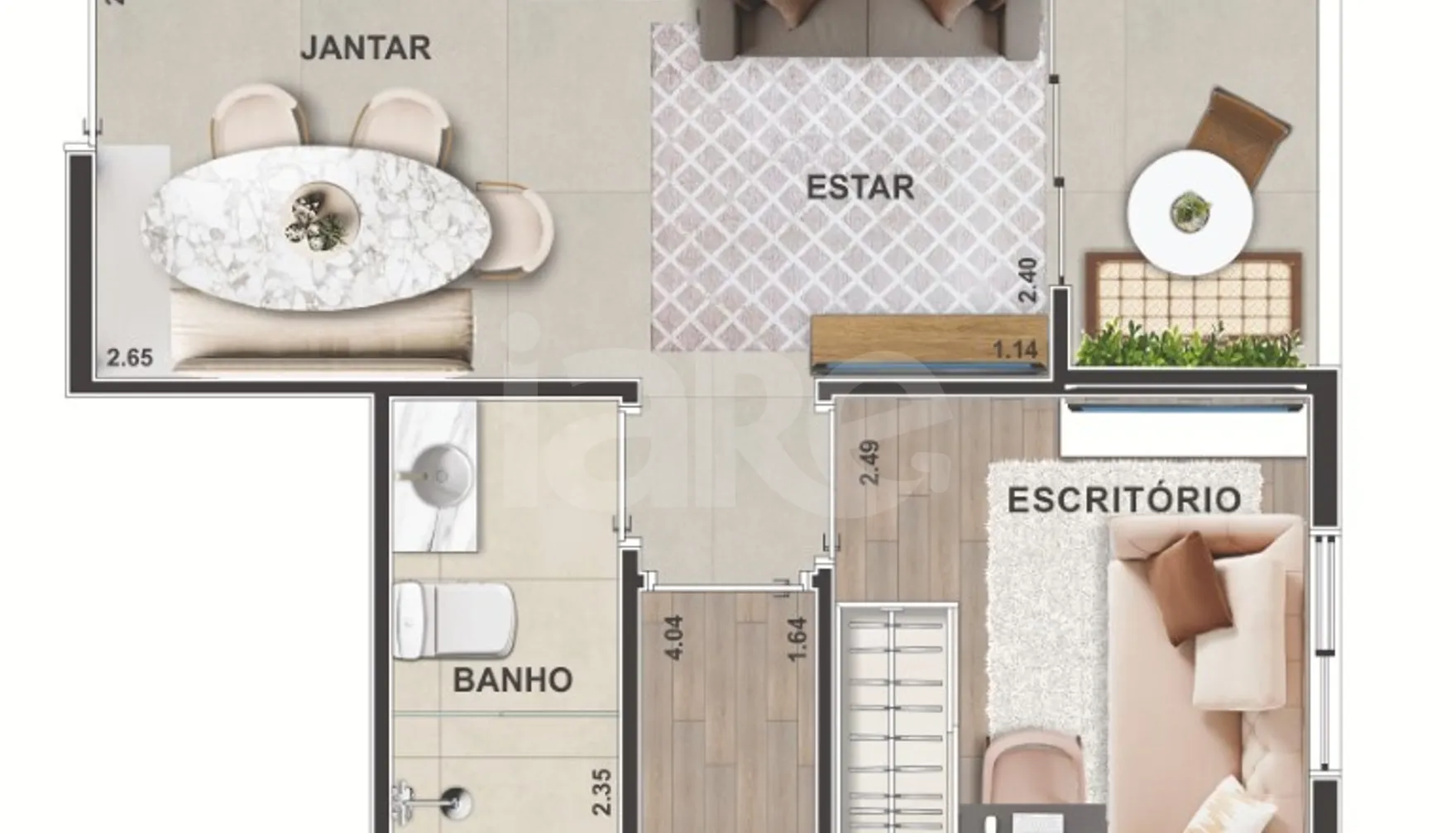 Planta — Apartamento 44,64 m²