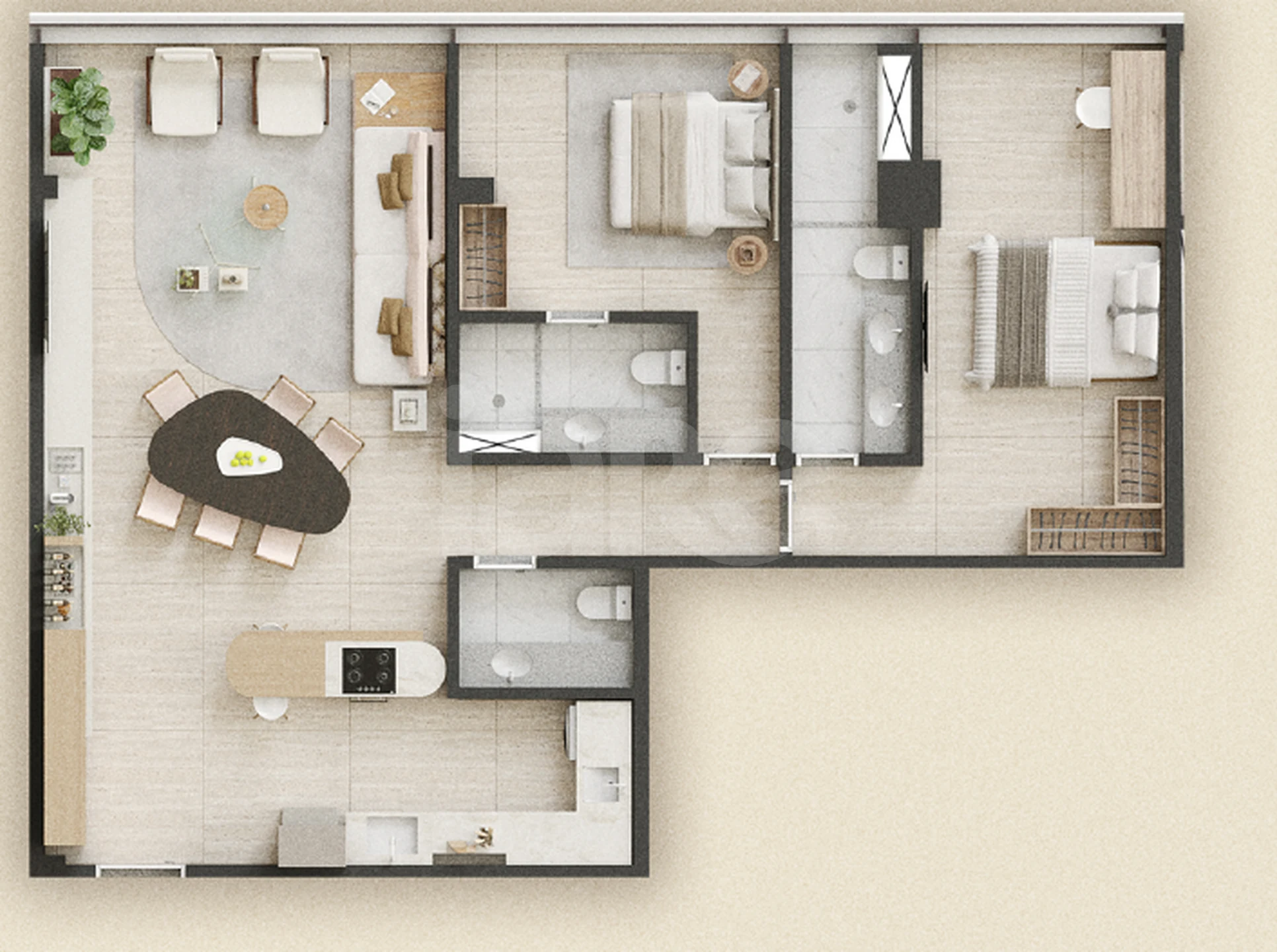 Planta — Apartamento 94,45 m²