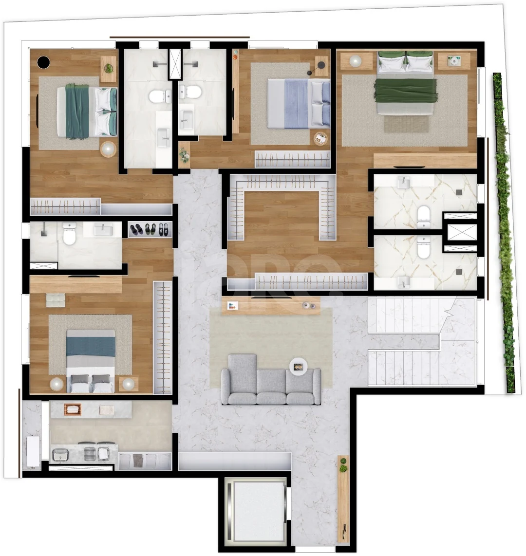 Planta — Cobertura Duplex 306,81 m² · 1º pavimento