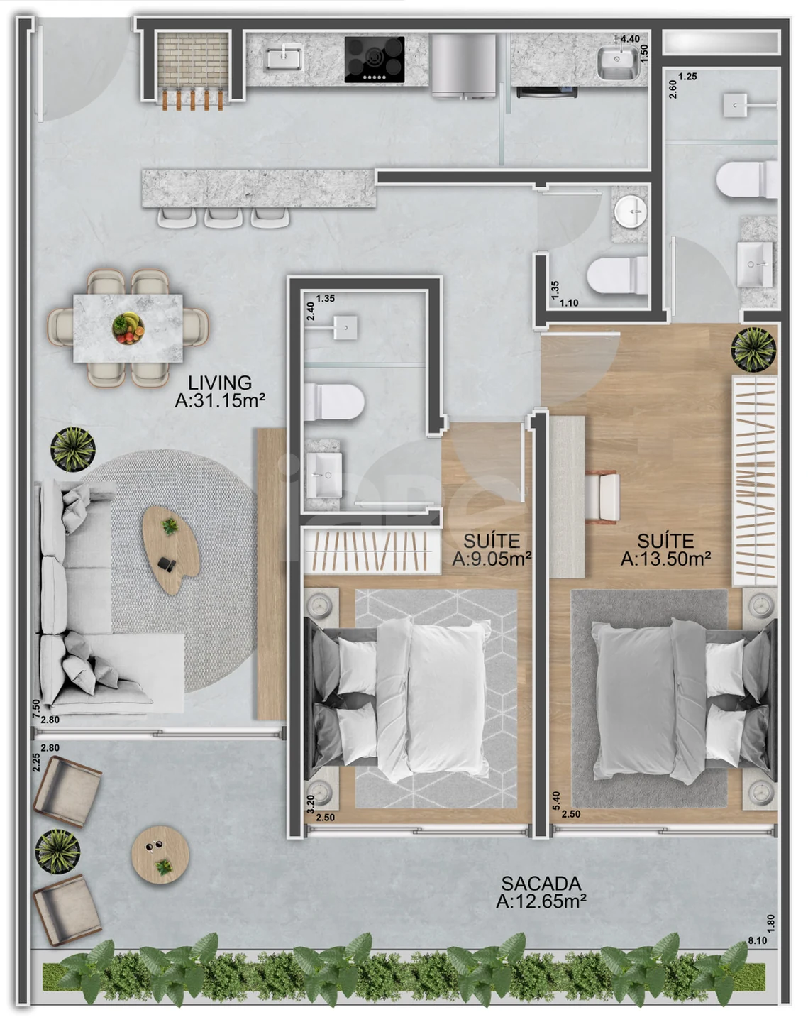 Planta — Apartamento 111,79 m²