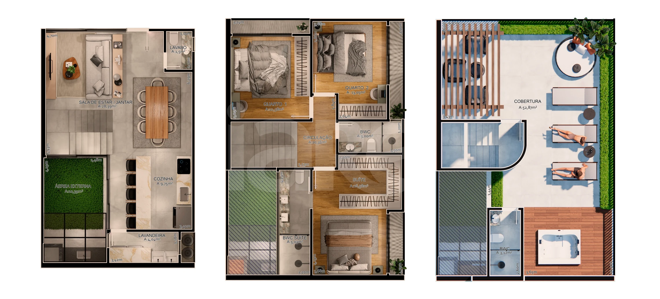 Planta — Casa em Condomínio 160 m²