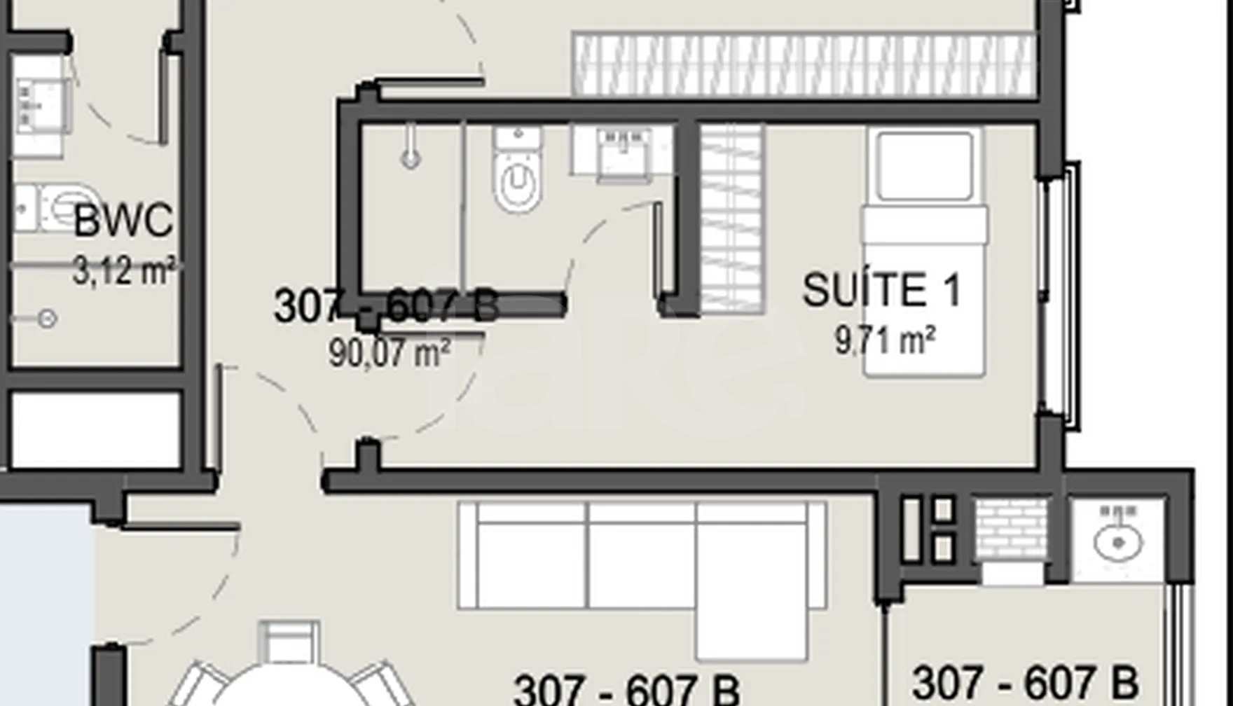 Planta — Apartamento 97,97 m²