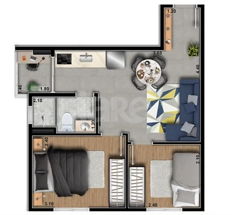Planta — Apartamento 34,54 m²