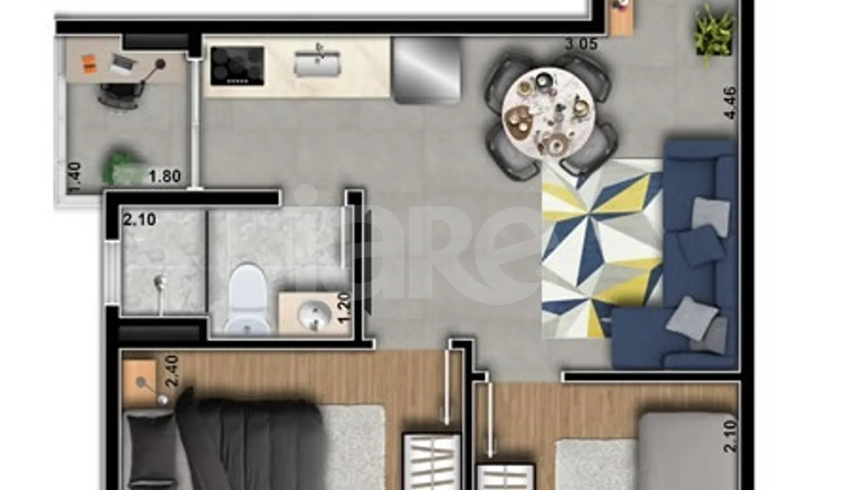 Planta — Apartamento 34,54 m²