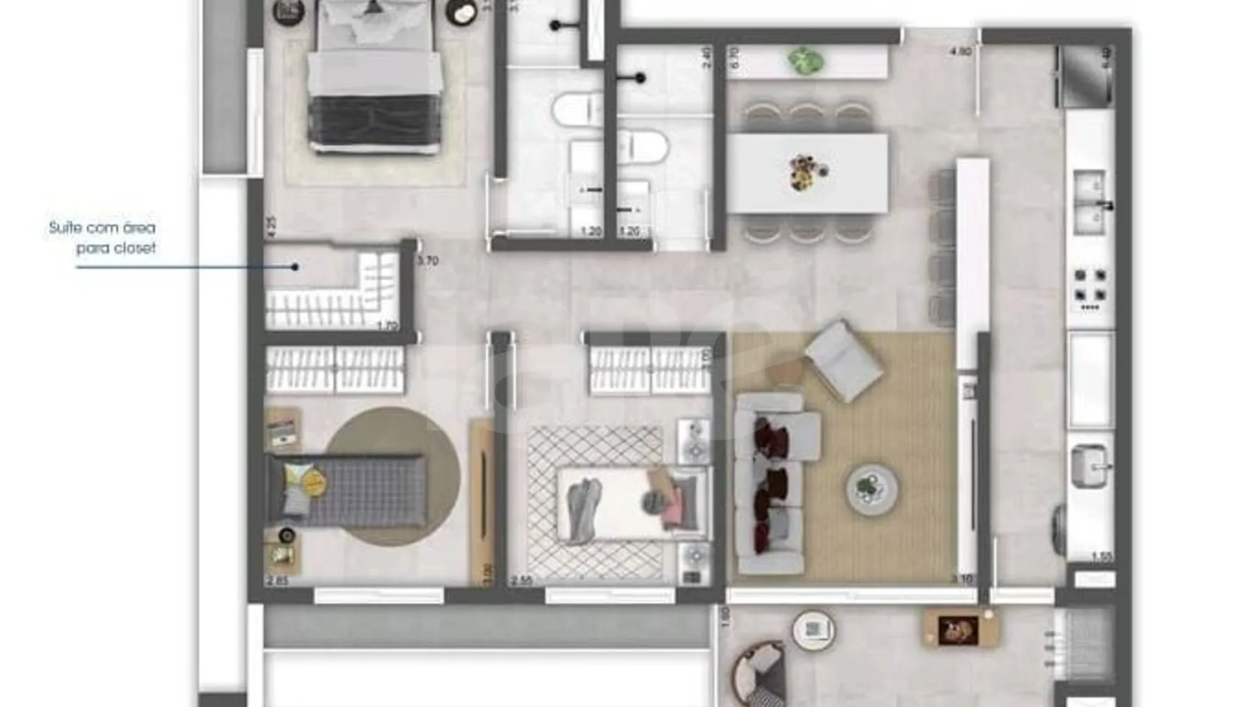 Planta — Apartamento 87,46 m²