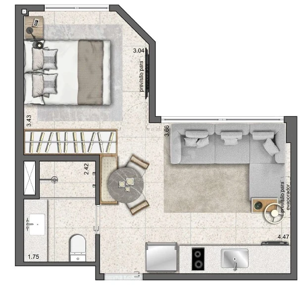Planta — Apartamento 30,53 m²