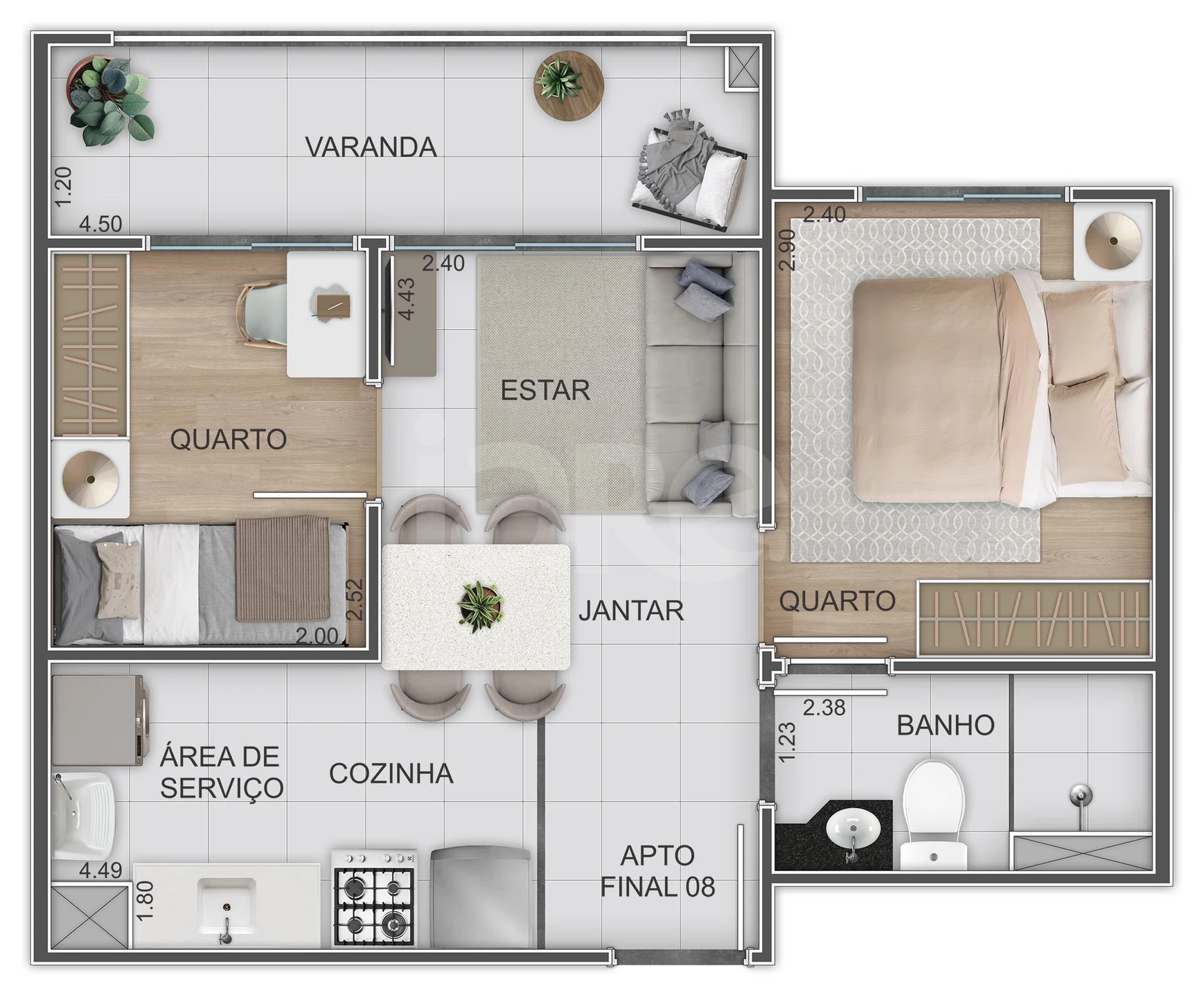 Planta — Apartamento 38,99 m²
