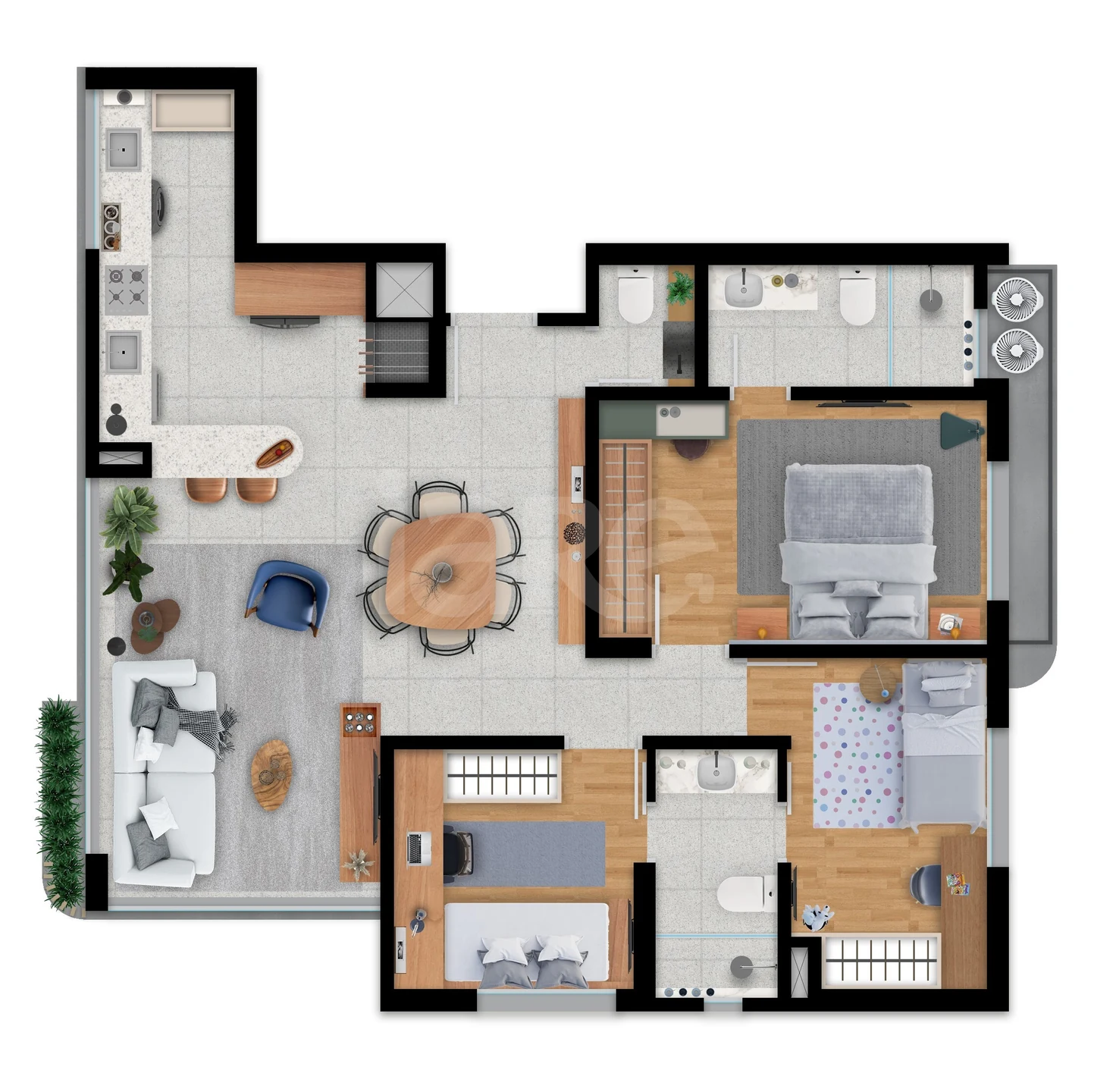 Planta — Apartamento 95,42 m²