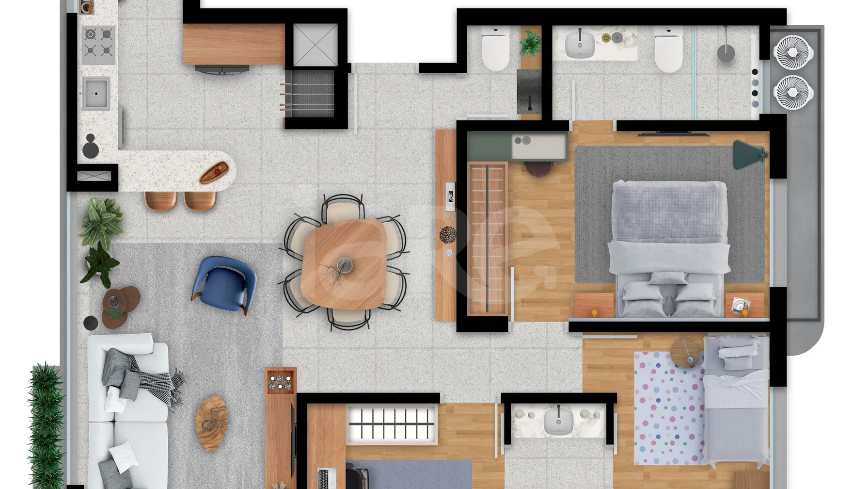 Planta — Apartamento 95,42 m²