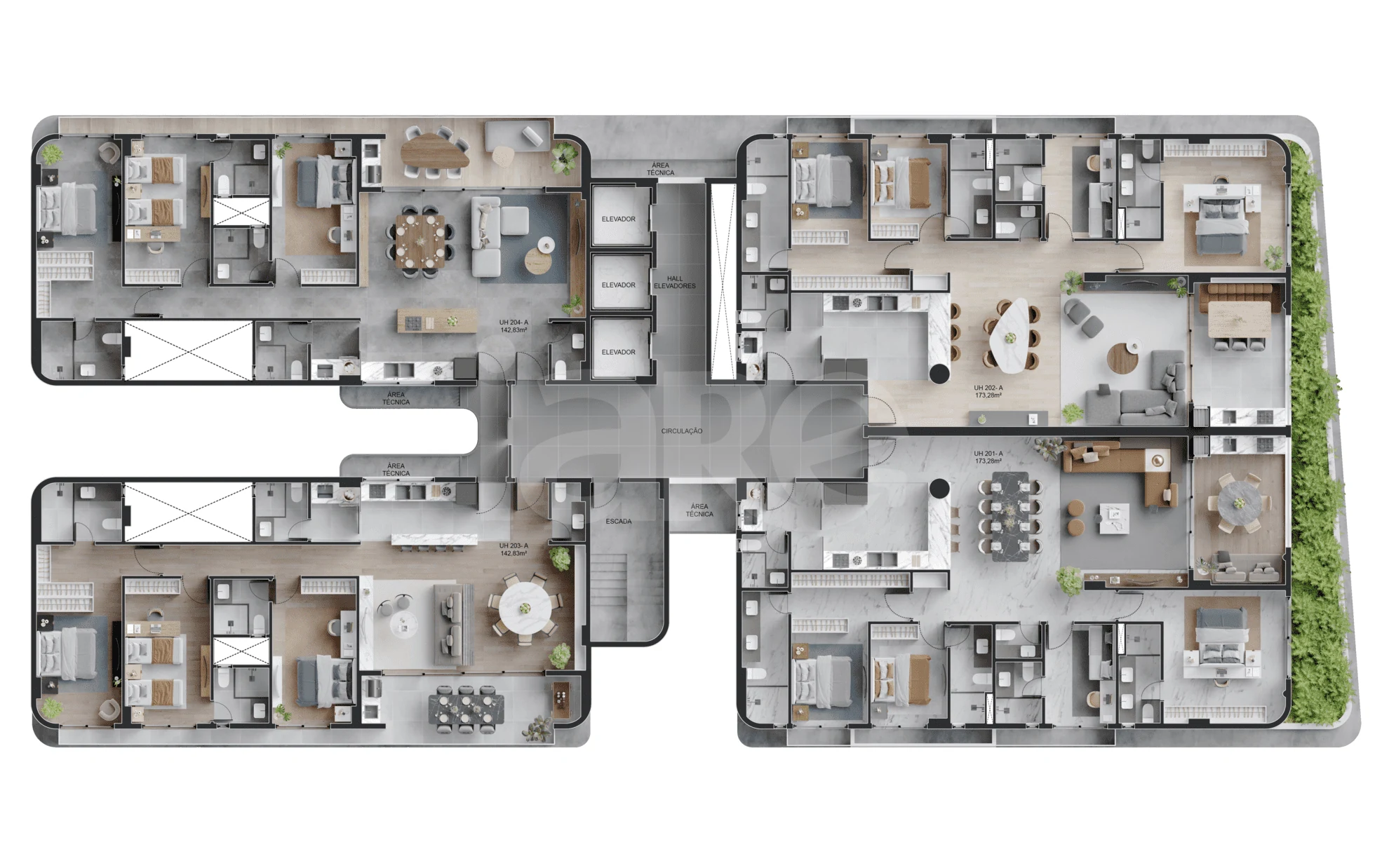 Planta — Pavimento 2 bloco a