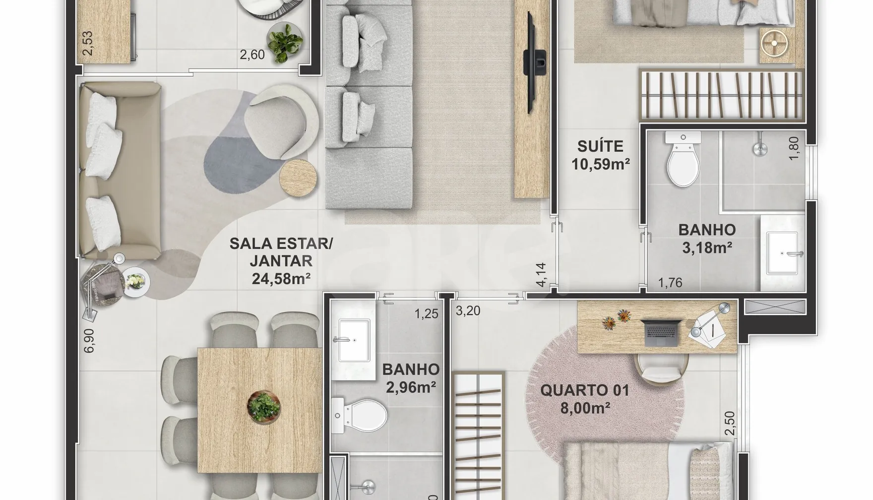 Planta — Apartamento 102,2 m²