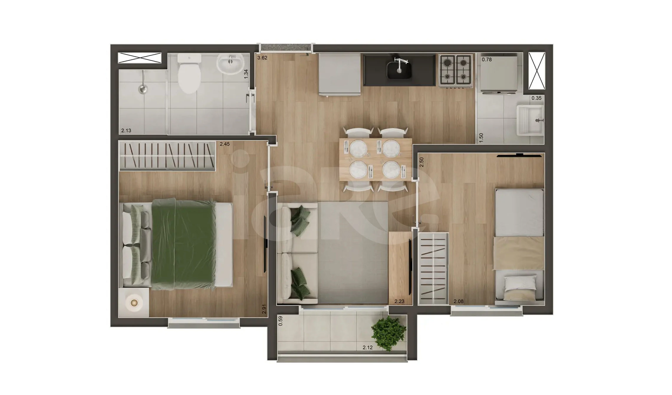 Planta — Apartamento 34 m²