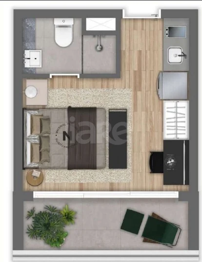 Planta — Studio 24,53 m²