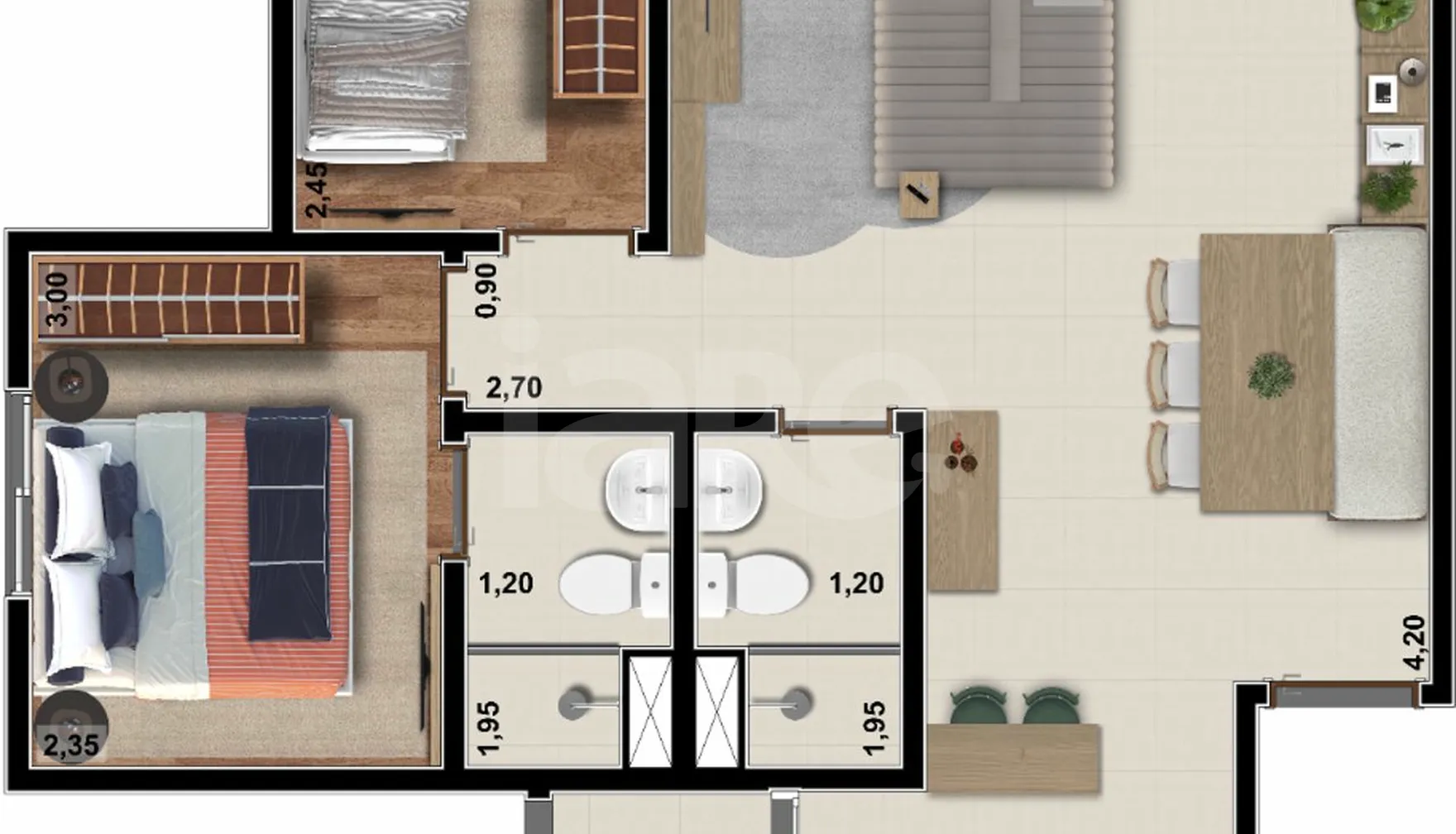 Planta — Apartamento 51,31 m²
