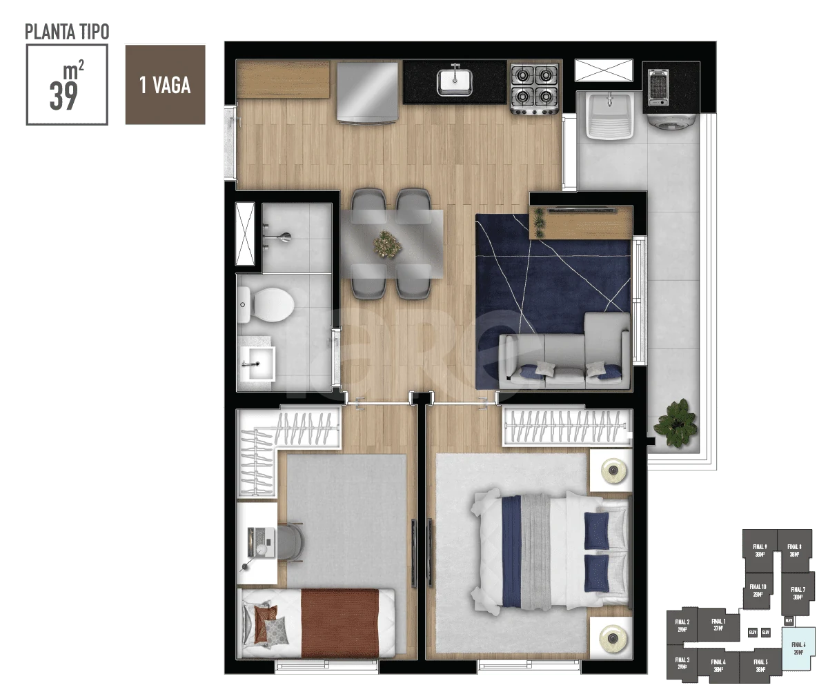 Planta — Apartamento 39,13 m²