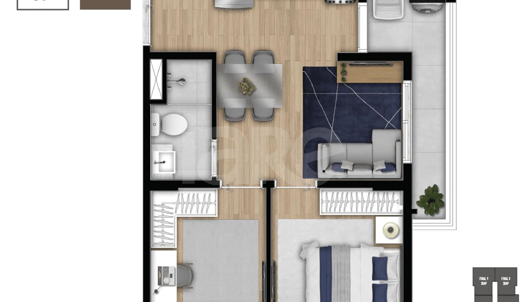 Planta — Apartamento 39,13 m²