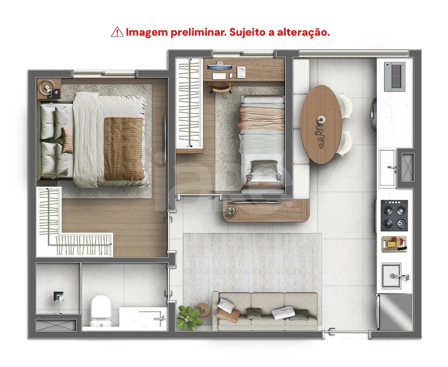 Planta — Apartamento 35,43 m²