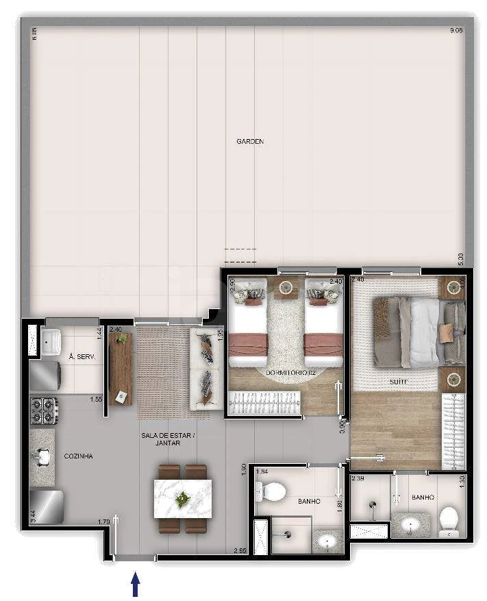 Planta — Garden 87 m²