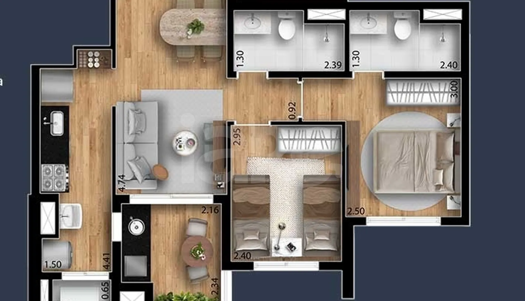 Planta — Apartamento 58,35 m²
