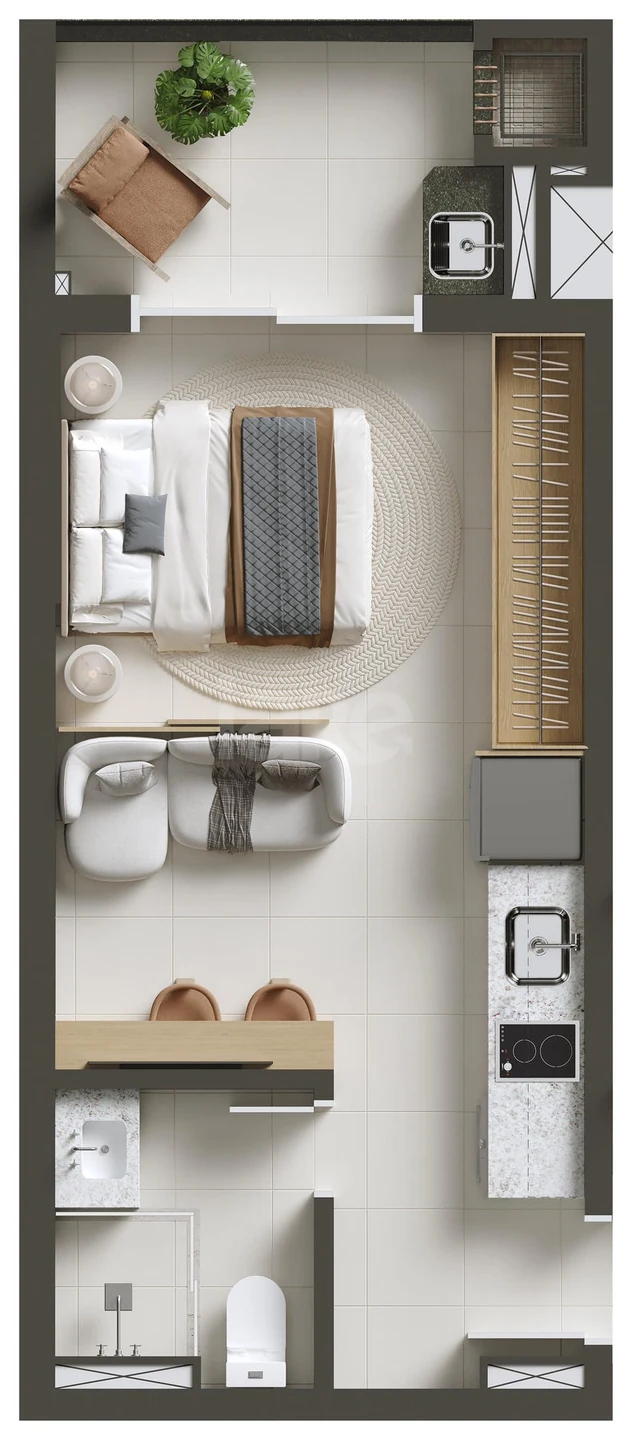Planta — Studio 30,26 m²