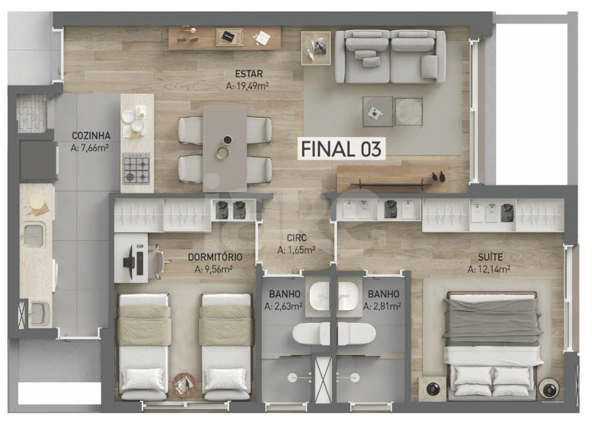 Planta — Apartamento 67,3 m²
