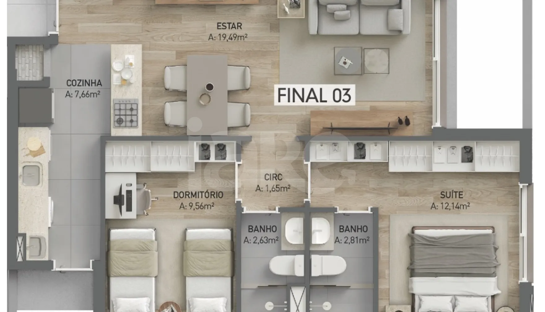 Planta — Apartamento 67,3 m²