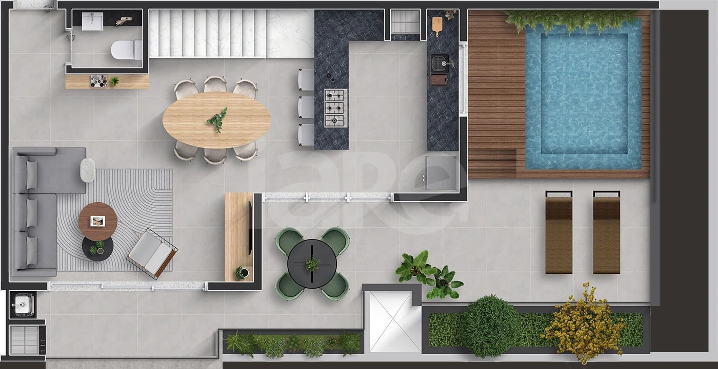 Planta — Cobertura Duplex 120,94 m² · 1º pavimento