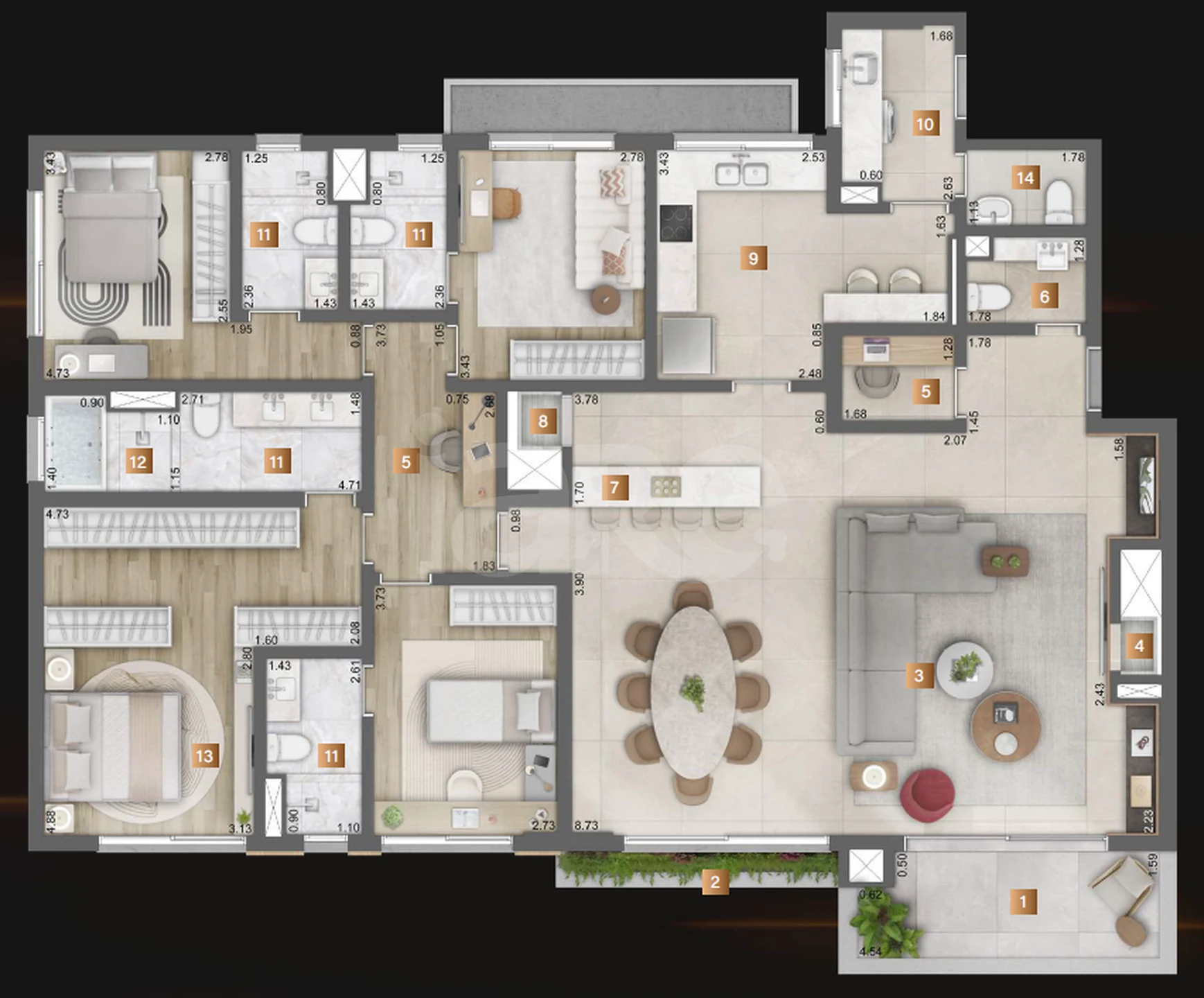 Planta — Apartamento 199,46 m²