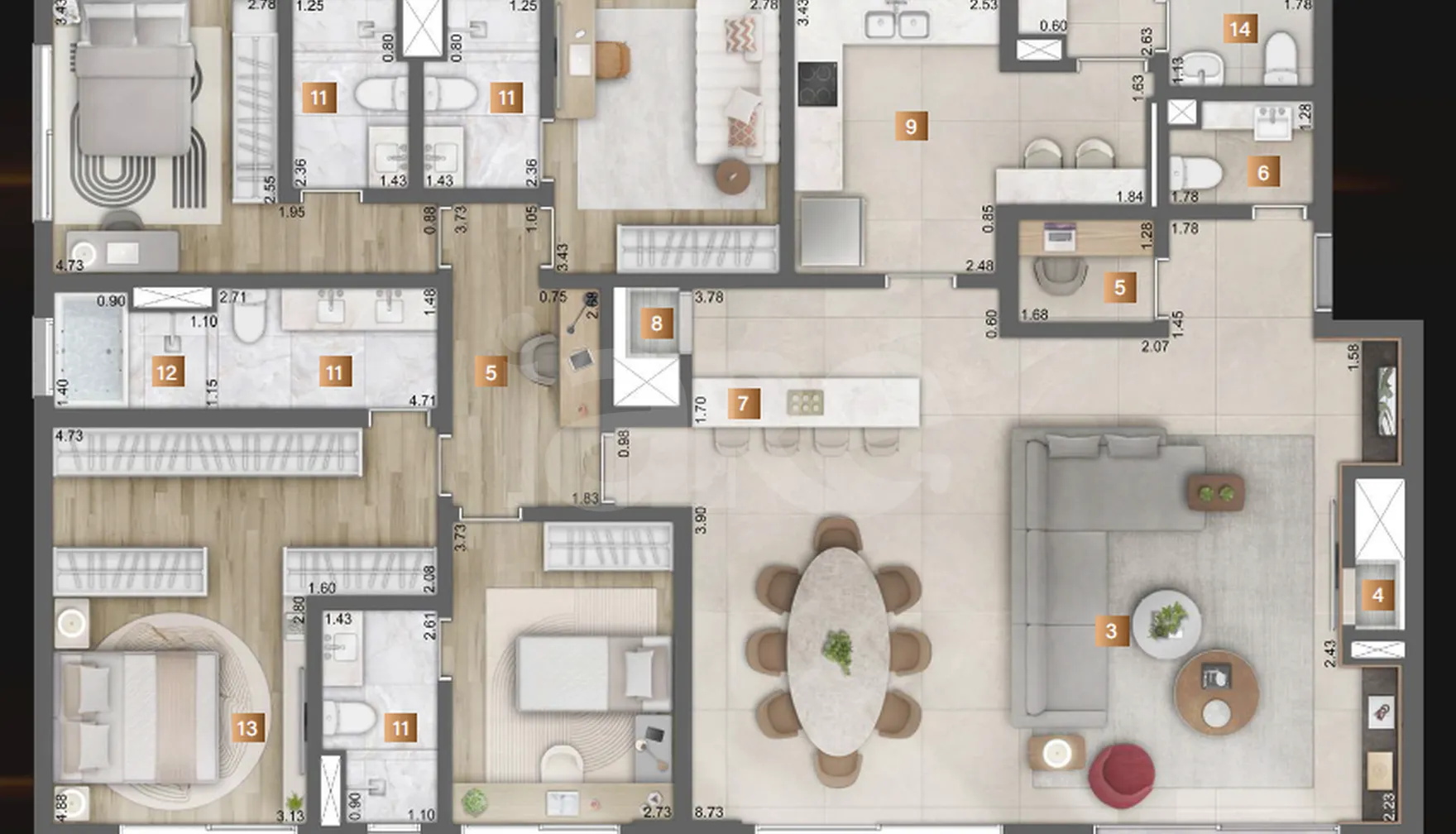 Planta — Apartamento 199,46 m²