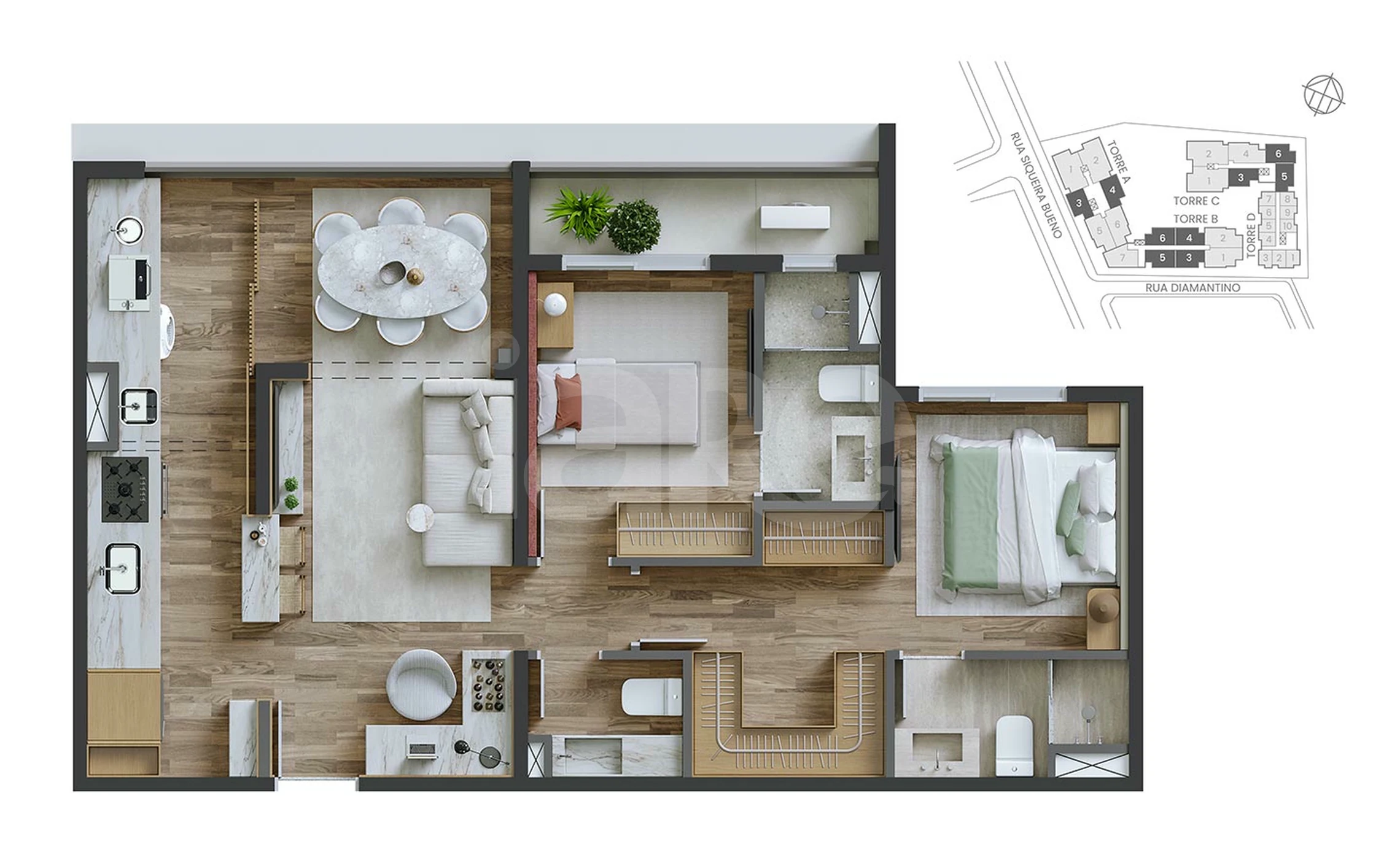 Planta — Apartamento 68,94 m²