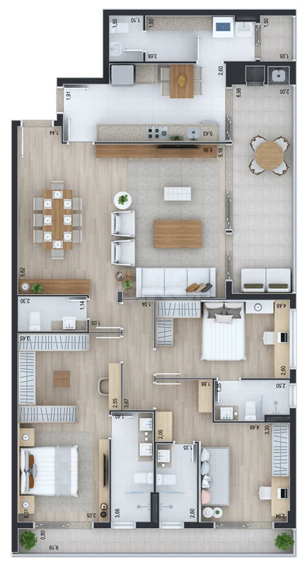 Planta — Apartamento 143,07 m²