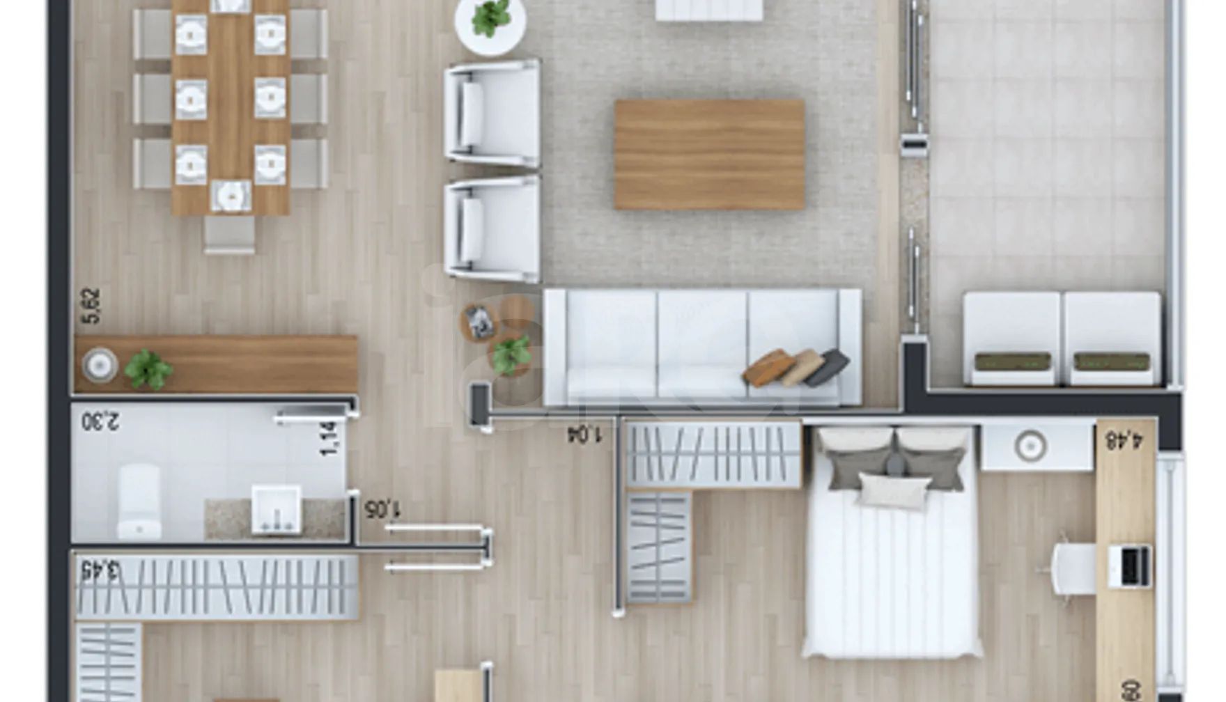 Planta — Apartamento 143,07 m²