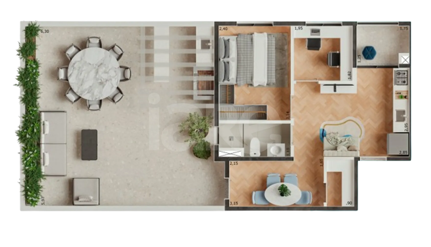 Planta — Garden 75,24 m²