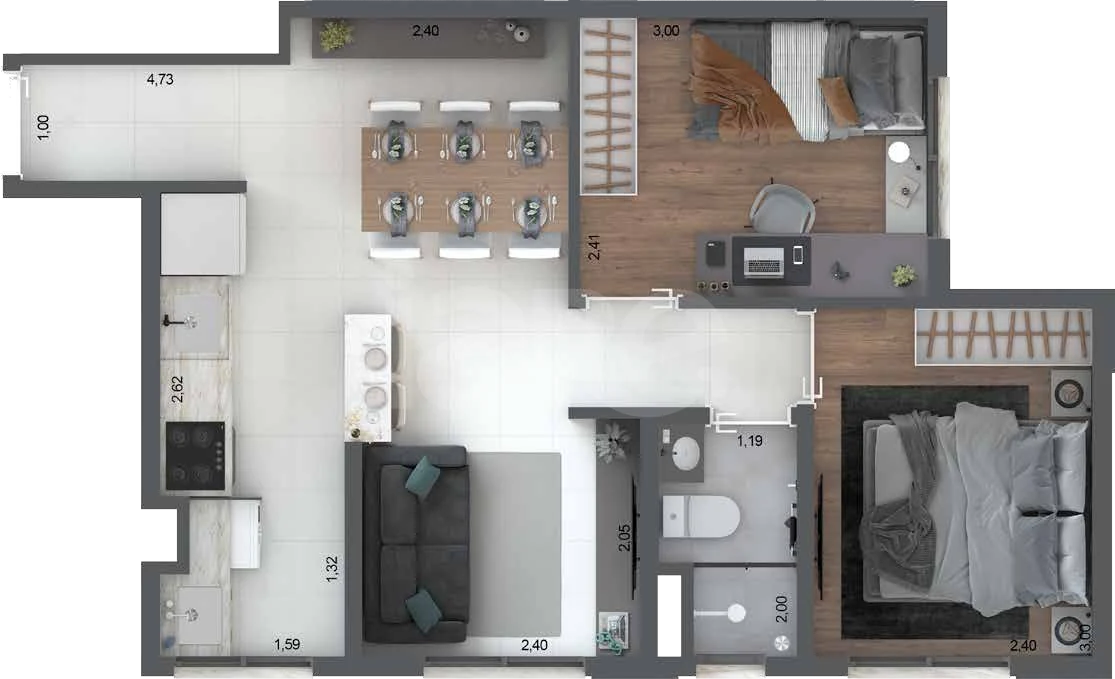 Planta — Apartamento 45,19 m²
