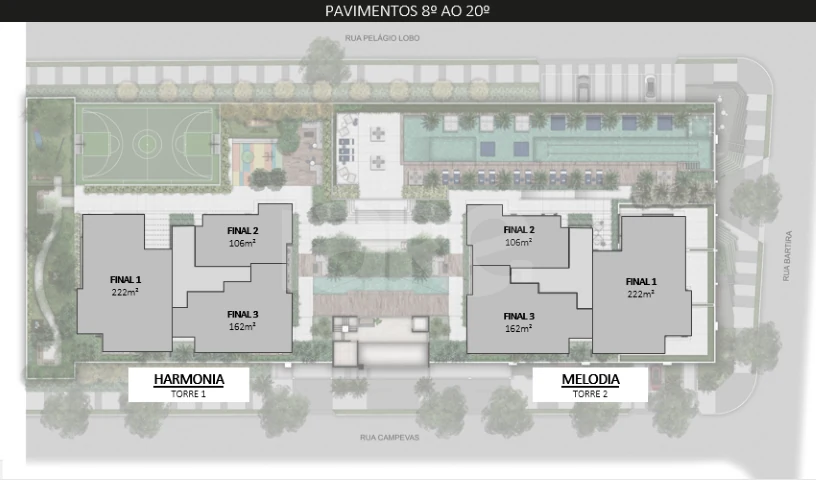 Planta — Pavimento 8º ao 20º andar