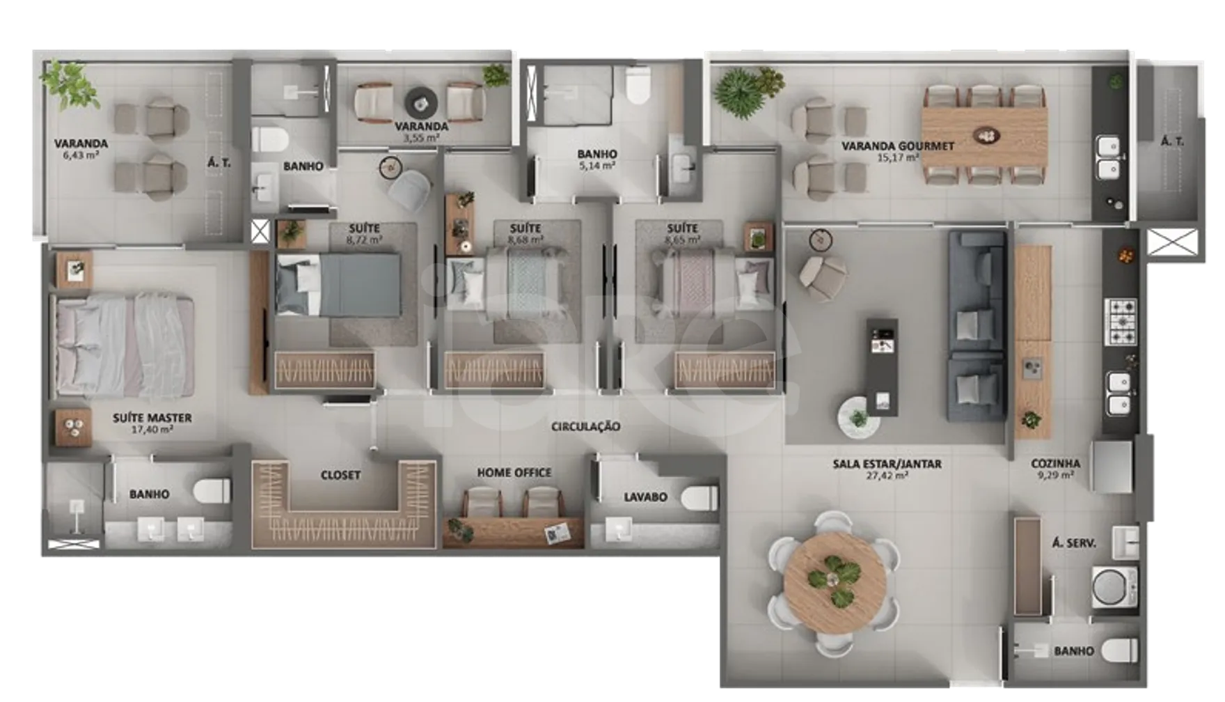 Planta — Apartamento 155,66 m²