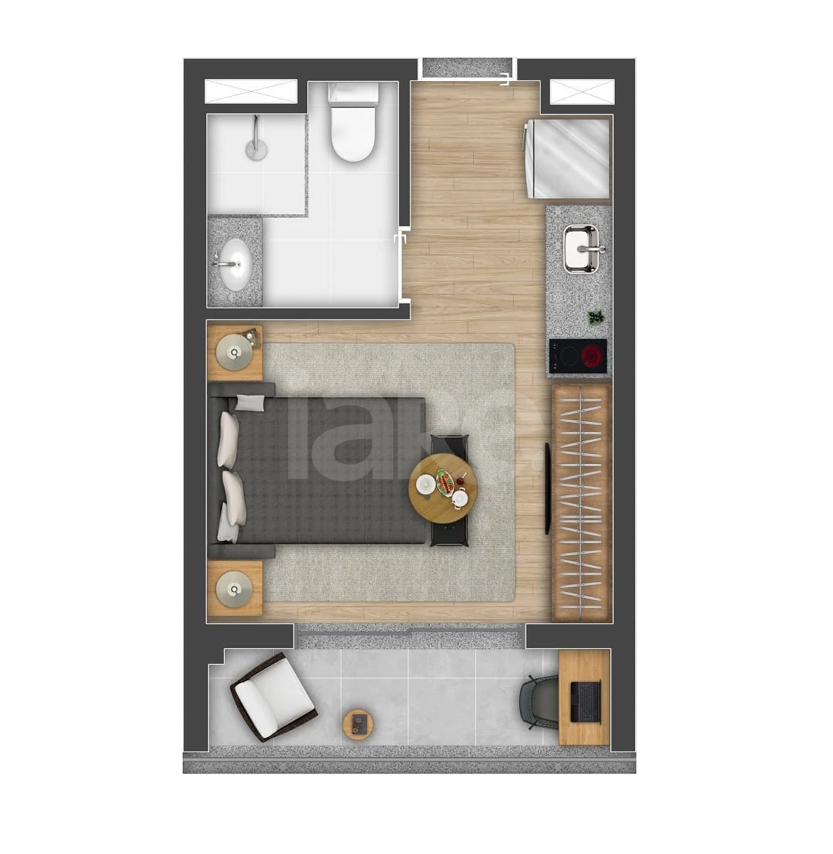 Planta — Studio 24,61 m²