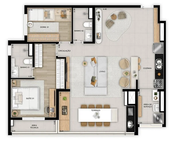 Planta — Apartamento 98,26 m²