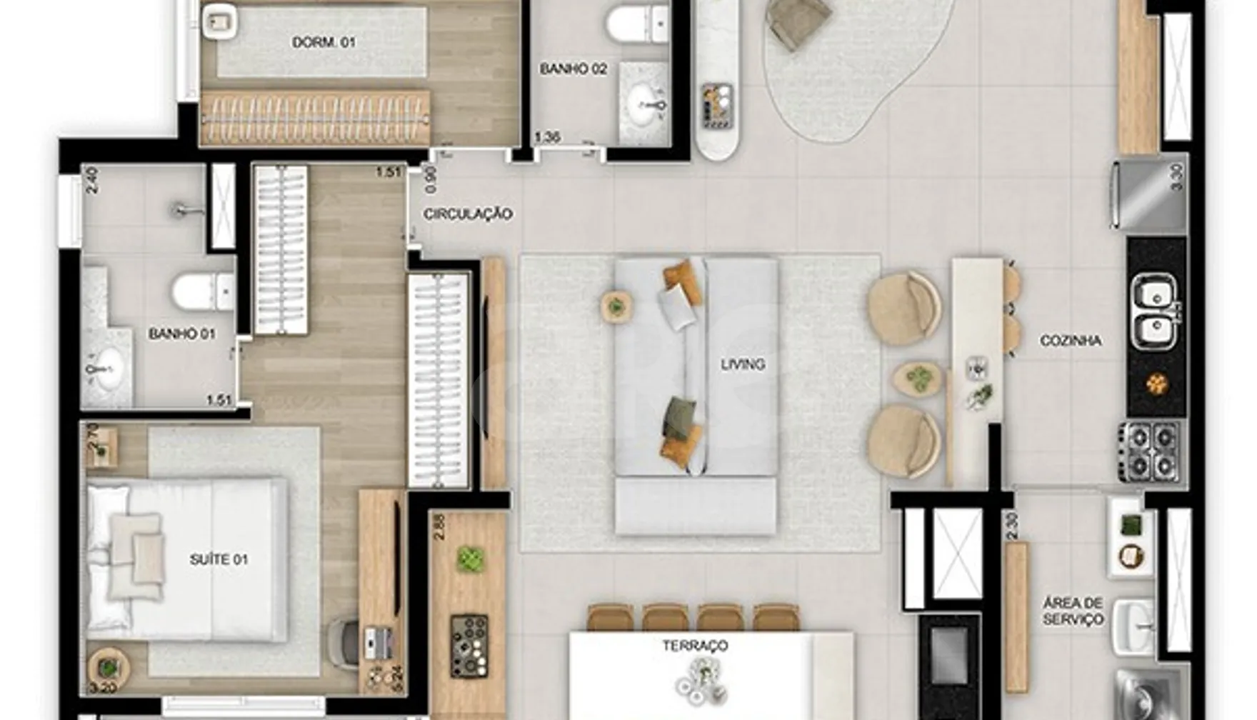 Planta — Apartamento 98,26 m²