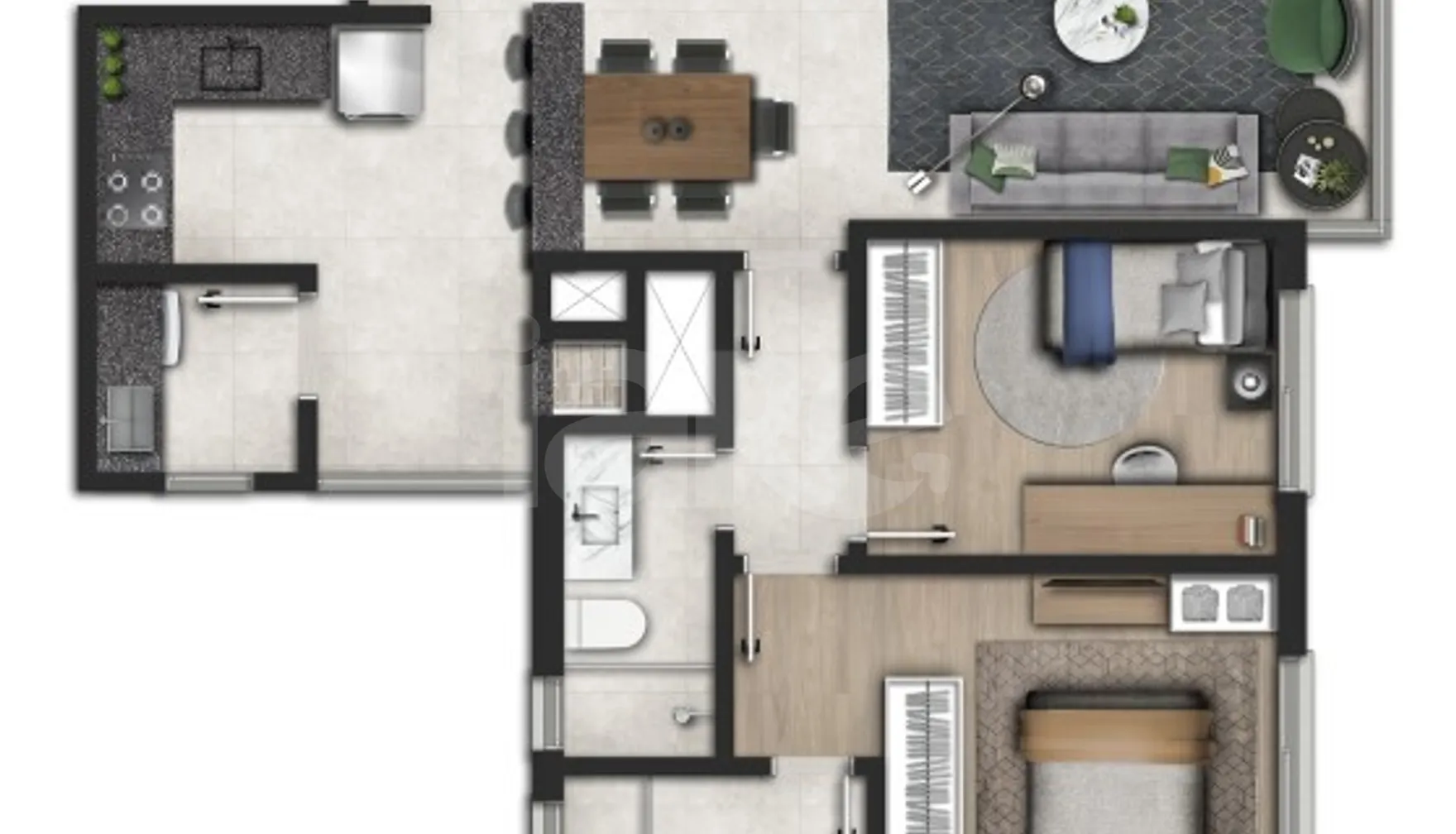 Planta — Apartamento 71,45 m²
