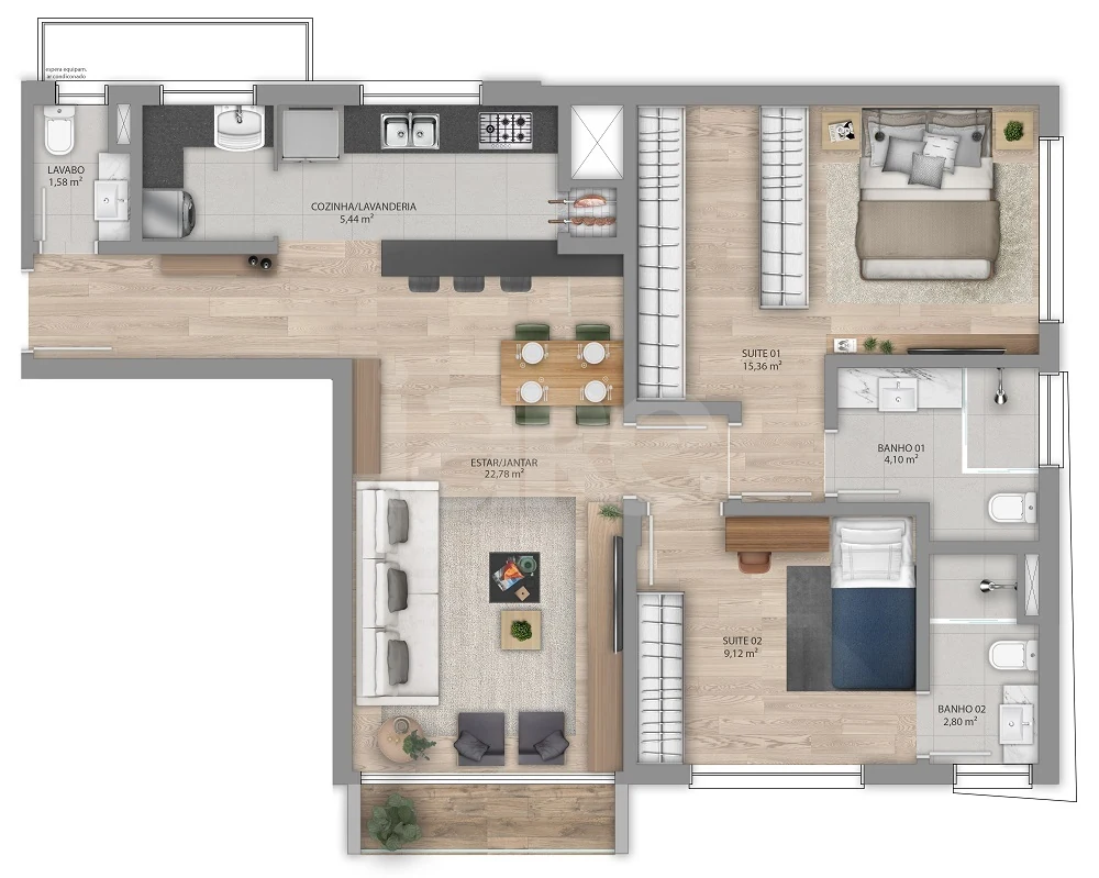 Planta — Apartamento 78,61 m²