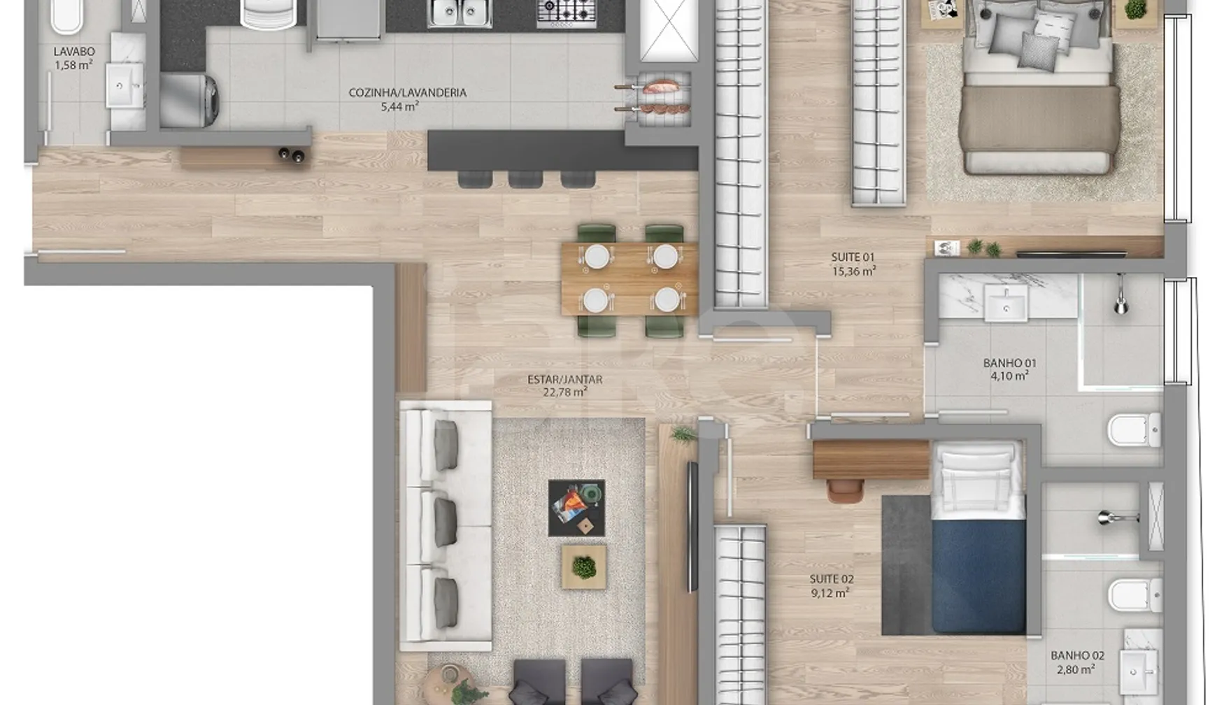 Planta — Apartamento 78,61 m²