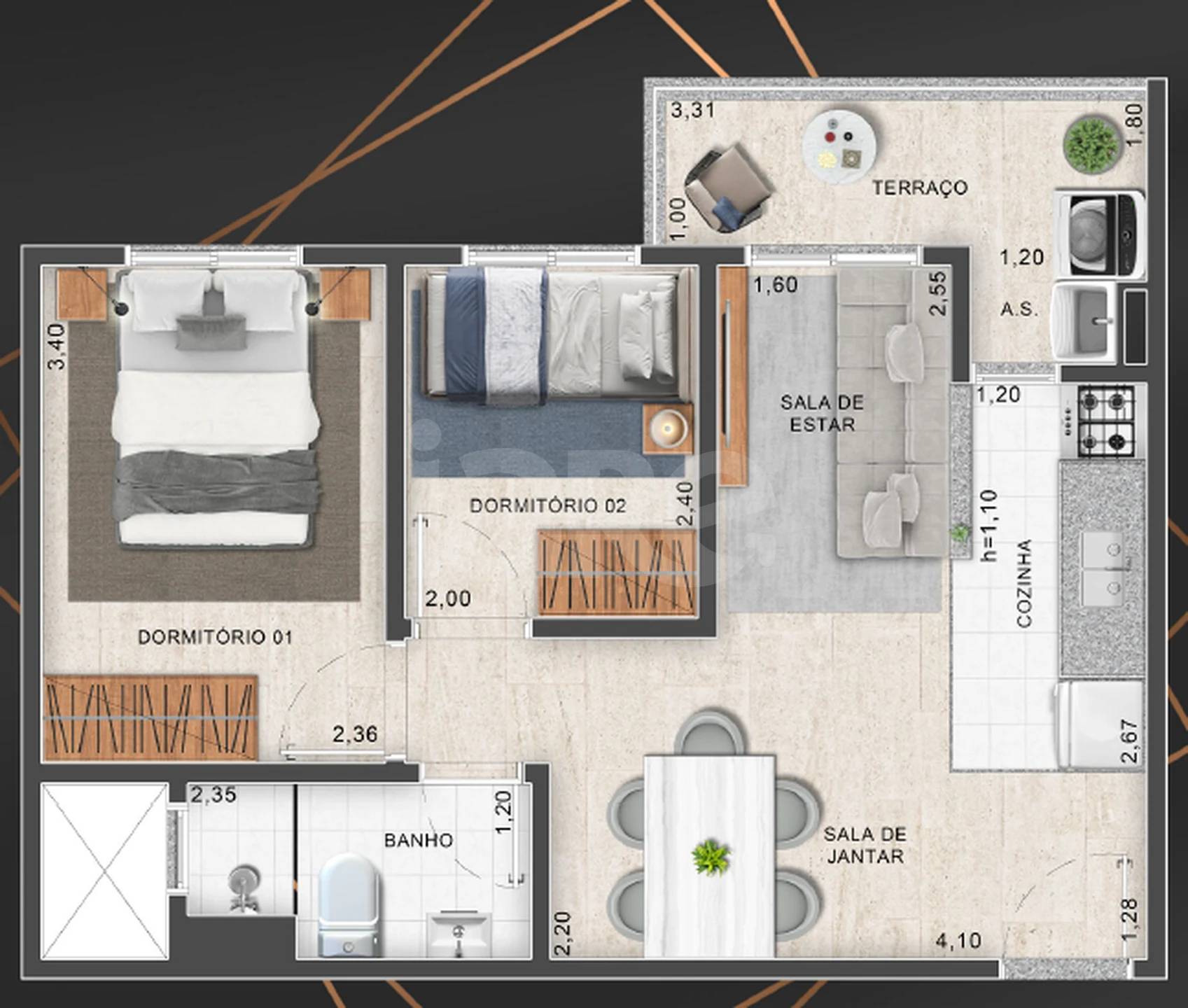 Planta — Apartamento 41,67 m²