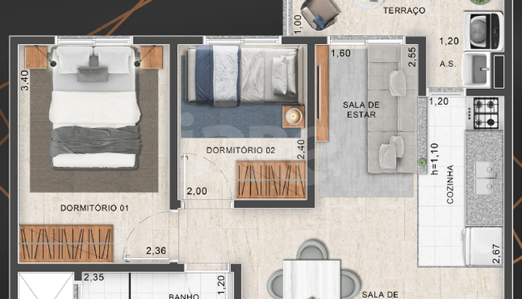 Planta — Apartamento 41,67 m²