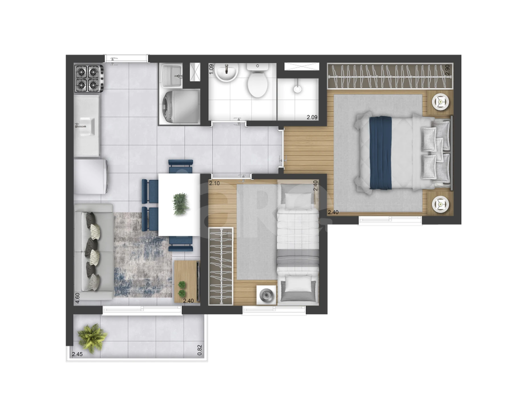 Planta — Apartamento 32,92 m²