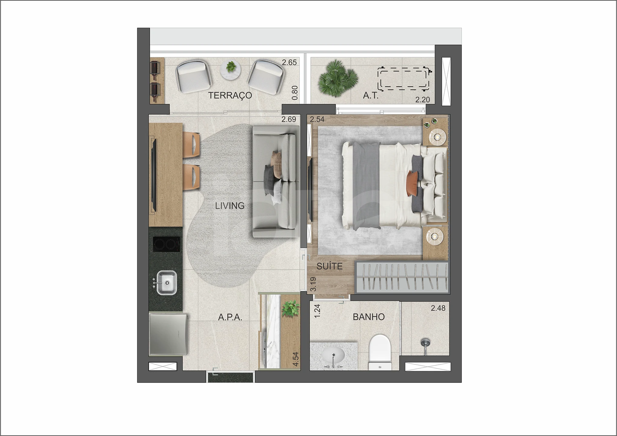 Planta — Apartamento 31,01 m²