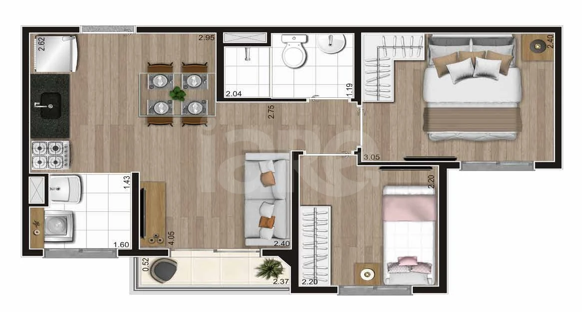 Planta — Apartamento 37,27 m²