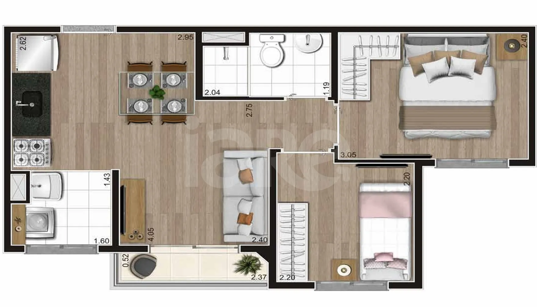 Planta — Apartamento 37,27 m²